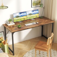 Huuger Computer Desk 55 Inch Office Desk Gaming Desk With Storage Writing Desk Work Desk For Home Office Study Modern Simpl