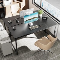 Huuger Computer Desk 63 Inch Office Desk Gaming Desk With Storage Writing Desk Work Desk For Home Office Study Modern Simpl