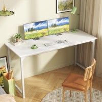 Huuger Computer Desk 55 Inch Office Desk Gaming Desk With Storage Writing Desk Work Desk For Home Office Study Modern Simpl