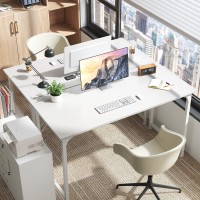 Huuger Computer Desk 55 Inch Office Desk Gaming Desk With Storage Writing Desk Work Desk For Home Office Study Modern Simpl