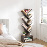 Hoctieon 6 Tier Tree Bookshelf Tall Bookcase With Drawer Freestanding Book Shelf Display Floor Standing Storage Shelf Book O