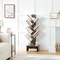 Hoctieon 6 Tier Tree Bookshelf Tall Bookcase With Drawer Freestanding Book Shelf Display Floor Standing Storage Shelf Book O