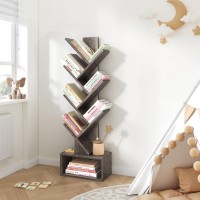 Hoctieon 6 Tier Tree Bookshelf Tall Bookcase With Drawer Freestanding Book Shelf Display Floor Standing Storage Shelf Book O