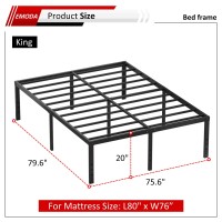 Emoda 20 Inch King Bed Frame No Box Spring Needed Heavy Duty Tall Metal Platform With Large Storage Space Noise Free Easy Ass