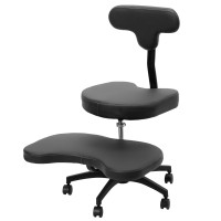 Vivo Ergonomic Cross Legged Chair With Wheels, Home And Office, Versatile Kneeling Chair, Height Adjustable, Yoga Desk Chair, Black, Chair-Cl02B