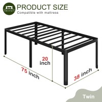 Yicensen 20 Inch Twin Bed Frames Rounded Corner Legs Heavy Duty Platform Twin Metal Bed Frame For Kids Easy Assembly Noise Fre