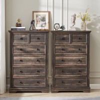 Ldttcuk Farmhouse Dresser Chest Of Drawer For Bedroom 6 Drawer Dresser Organizer Storage 48 Inch Tall Wood Dresser Dark Rusti