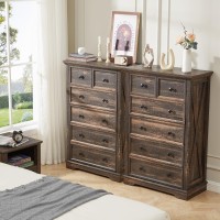 Ldttcuk Farmhouse Dresser Chest Of Drawer For Bedroom 6 Drawer Dresser Organizer Storage 48 Inch Tall Wood Dresser Dark Rusti