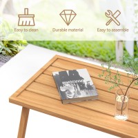 C-Hopetree Small Metal Outdoor Coffee Side Table For Outside Patio  Rectangle  Wood Look