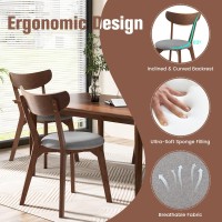 Kotek Dining Chairs Set Of 4, Mid Century Modern Kitchen & Dining Room Chairs W/Rubber Wood Legs, Cushioned Seat, Curved Backrest, Walnut Finished Wood Side Chairs For Bedroom, Living Room, Kitchen