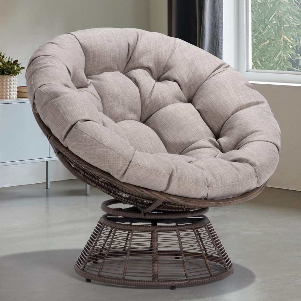 Bme 40 Ergonomic Wicker Papasan Chair With Soft Thick Density Fabric Cushion Beedesigned Base High Capacity Steel Frame 36