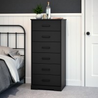 Prepac Rustic Ridge Farmhouse Dresser Black Dresser For Bedroom Chest Of Drawers With 6 Drawers 185 D X 2375 W X 515