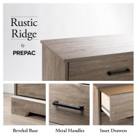 Prepac Rustic Ridge Farmhouse Dresser Brown Dresser For Bedroom Chest Of Drawers With 6 Drawers 185 D X 2375 W X 515