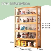 Curio Cabinet With Glass Doors Glass Display Cabinet Acrylic Display Case China Cabinet Natural Bamboo Frame, Glass Cabinet For Model Collectibles ( Color : Walnut Color , Size : 4F-100X34X140Cm )