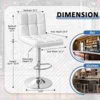 Homall Bar Stools Modern Pu Leather Adjustable Swivel Barstools Armless Hydraulic Kitchen Counter Bar Stool Extra Height Square