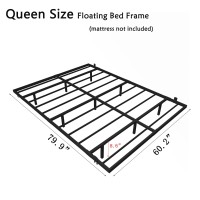 Muluflower Floating Bed Frame Queen Size With Led Lights, Metal Platform Bed Frame, No Box Spring Needed, Easy Assembly, (Queen)