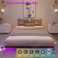 Muluflower Floating Bed Frame Queen Size With Led Lights, Metal Platform Bed Frame, No Box Spring Needed, Easy Assembly, (Queen)