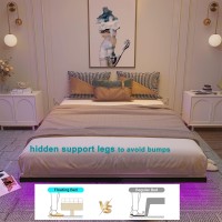 Muluflower Floating Bed Frame Queen Size With Led Lights, Metal Platform Bed Frame, No Box Spring Needed, Easy Assembly, (Queen)