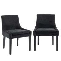 Colamy Modern Dining Chairs Set Of 2 Upholstered Corduroy Accent Side Leisure Chairs With Mid Back And Wood Legs For Living Roo