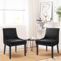 Colamy Modern Dining Chairs Set Of 2 Upholstered Corduroy Accent Side Leisure Chairs With Mid Back And Wood Legs For Living Roo