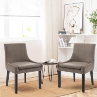 Colamy Modern Dining Chairs Set Of 2 Upholstered Corduroy Accent Side Leisure Chairs With Mid Back And Wood Legs For Living Roo