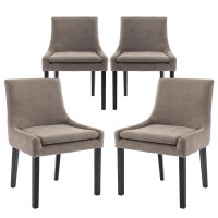 Colamy Modern Dining Chairs Set Of 4 Upholstered Corduroy Accent Side Leisure Chairs With Mid Back And Wood Legs For Living Roo