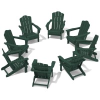 Kingyes Folding Adirondack Chair Set Of 8 Hdpe Allweather Folding Adirondack Chair Green