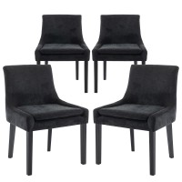 Colamy Modern Dining Chairs Set Of 4 Upholstered Corduroy Accent Side Leisure Chairs With Mid Back And Wood Legs For Living Roo