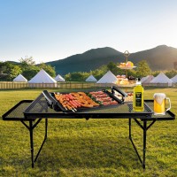 Brian Dany Folding Grill Table Camping Table Metal Portable Picnic Table Lightweight Height Adjustable Foldable Table For Ou