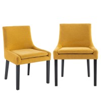 Colamy Modern Dining Chairs Set Of 2 Upholstered Corduroy Accent Side Leisure Chairs With Mid Back And Wood Legs For Living Roo