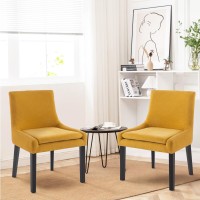 Colamy Modern Dining Chairs Set Of 2 Upholstered Corduroy Accent Side Leisure Chairs With Mid Back And Wood Legs For Living Roo