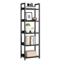 Numenn Narrow Bookshelf 5 Tier Bookshelves Home Office Bookcase Shelf Storage Organizer Free Standing Storage Shelving Unit F