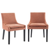 Colamy Modern Dining Chairs Set Of 2 Upholstered Corduroy Accent Side Leisure Chairs With Mid Back And Wood Legs For Living Roo