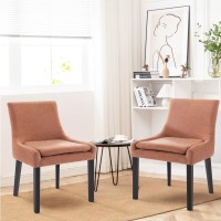 Colamy Modern Dining Chairs Set Of 2 Upholstered Corduroy Accent Side Leisure Chairs With Mid Back And Wood Legs For Living Roo