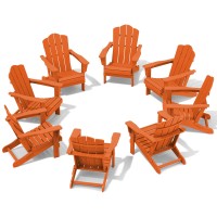 Kingyes Folding Adirondack Chair Set Of 8 Hdpe Allweather Folding Adirondack Chair Orange