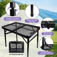 Brian Dany Camping Table Folding Grill Table Small Foldable Table Height Adjustable Portable Metal Picnic Table For Outdoor