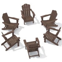 Kingyes Folding Adirondack Chair Set Of 6 Hdpe Allweather Folding Adirondack Chair Brown