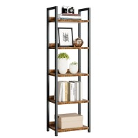 Numenn Narrow Bookshelf 5 Tier Bookshelves Home Office Bookcase Shelf Storage Organizer Free Standing Storage Shelving Unit F