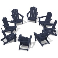 Kingyes Folding Adirondack Chair Set Of 8 Hdpe Allweather Adirondack Chair Navy