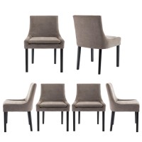 Colamy Modern Dining Chairs Set Of 6 Upholstered Corduroy Accent Side Leisure Chairs With Mid Back And Wood Legs For Living Roo