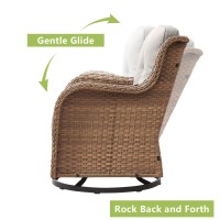 Rilyson Patio Chairs Wicker Outdoor Chair 4 Piece Rattan Swivel Rocking Chairs Set Patio Glider Rocker Chair For Porch Deck Ga