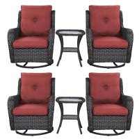 Rilyson Patio Chairs Wicker Outdoor Chair 6 Piece Rattan Swivel Rocking Chairs Set Patio Glider Rocker Chairs With Glass Top S