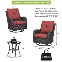 Rilyson Patio Chairs Wicker Outdoor Chair 6 Piece Rattan Swivel Rocking Chairs Set Patio Glider Rocker Chairs With Glass Top S