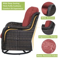 Rilyson Patio Chairs Wicker Outdoor Chair 6 Piece Rattan Swivel Rocking Chairs Set Patio Glider Rocker Chairs With Glass Top S