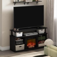 Furinno Jensen Open Shelving Storage Fireplace Tv Entertainment Center For Tv Up To 55 Inch, Americano/Black