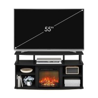 Furinno Jensen Open Shelving Storage Fireplace Tv Entertainment Center For Tv Up To 55 Inch, Americano/Black