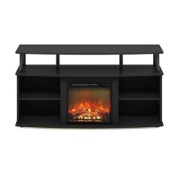 Furinno Jensen Open Shelving Storage Fireplace Tv Entertainment Center For Tv Up To 55 Inch, Americano/Black