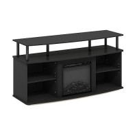 Furinno Jensen Open Shelving Storage Fireplace Tv Entertainment Center For Tv Up To 55 Inch, Americano/Black