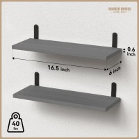 Richer House Rustic Wood Bathroom Shelves Set Of 2 Farmhouse Style Floating Shelf For Wall D Cor Hanging Shelves For Bedroom