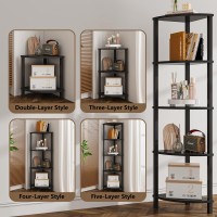 Vimber Corner Shelf 5Tier Corner Bookshelf Industrial Corner Ladder Shelf Modern Display Shelf For Living Room Bedroom Kit